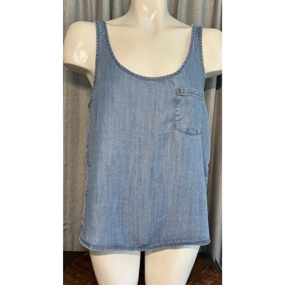 Life In Progress Women Sleeveless Blouse Tank Top Blue Denim Size Small